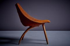 Ray Komai Rare Set of three upholstered early Ray Komai Plywood Lounge Chairs USA 1940s - 3347319