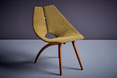 Ray Komai Rare Set of three upholstered early Ray Komai Plywood Lounge Chairs USA 1940s - 3347326