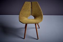 Ray Komai Rare Set of three upholstered early Ray Komai Plywood Lounge Chairs USA 1940s - 3347333