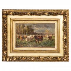 Raymond Desvarreux Oil On Canvas Painting Of Cows By Raymond Desvarreux - 4789082