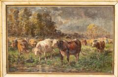 Raymond Desvarreux Oil On Canvas Painting Of Cows By Raymond Desvarreux - 4789199