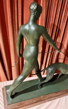 Raymond Leon Rivoire Art Deco Sculpture by Raymond Leon Rivoire Titled FEMME AU LEVRIER - 3982849