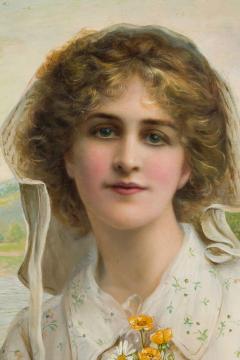 Raymond Lynde English Gilt Young Lady Portrait - 4634854