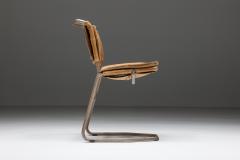 Raymond Rombouts Raymond Rombouts Leather Steel Dining Chairs 20th Century - 2340196