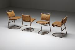 Raymond Rombouts Raymond Rombouts Leather Steel Dining Chairs 20th Century - 2340199