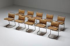 Raymond Rombouts Raymond Rombouts Leather Steel Dining Chairs 20th Century - 2340201