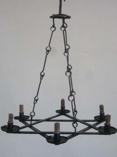 Raymond Subes 2 Mid Century Modern Iron Star of David Chandeliers Raymond Subes Attributed - 1746332