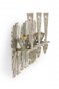 Raymond Subes 3 French Art Deco Silvered Bronze Wall Lights Sconces Manner of Raymond Subes - 4163160