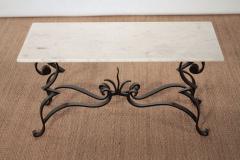 Raymond Subes Art Deco Iron feet marble top Coffee Table style of Raymond Subes 1950s - 983489