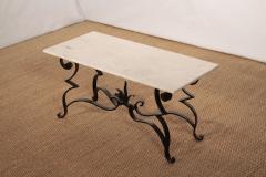 Raymond Subes Art Deco Iron feet marble top Coffee Table style of Raymond Subes 1950s - 983490