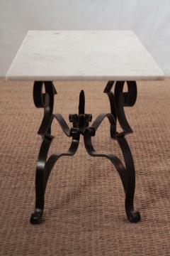 Raymond Subes Art Deco Iron feet marble top Coffee Table style of Raymond Subes 1950s - 983492