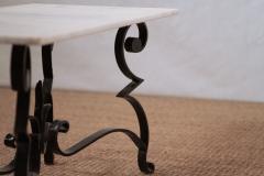 Raymond Subes Art Deco Iron feet marble top Coffee Table style of Raymond Subes 1950s - 983495