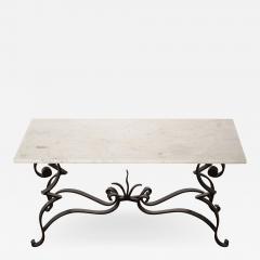 Raymond Subes Art Deco Iron feet marble top Coffee Table style of Raymond Subes 1950s - 986513