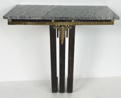 Raymond Subes Art Deco Wrought Iron Brass Marble Console Table Subes Manner - 4330410