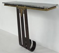Raymond Subes Art Deco Wrought Iron Brass Marble Console Table Subes Manner - 4330417