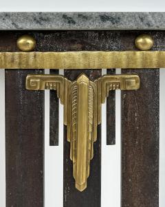 Raymond Subes Art Deco Wrought Iron Brass Marble Console Table Subes Manner - 4330432