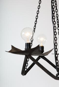 Raymond Subes Black Wrought Iron Chandelier in the Manner of Raymond Subes France 20th C  - 3119154