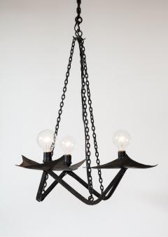 Raymond Subes Black Wrought Iron Chandelier in the Manner of Raymond Subes France 20th C  - 3119157