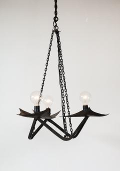 Raymond Subes Black Wrought Iron Chandelier in the Manner of Raymond Subes France 20th C  - 3119159