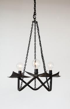 Raymond Subes Black Wrought Iron Chandelier in the Manner of Raymond Subes France 20th C  - 3119160