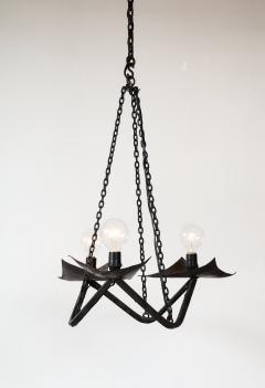 Raymond Subes Black Wrought Iron Chandelier in the Manner of Raymond Subes France 20th C  - 3119161
