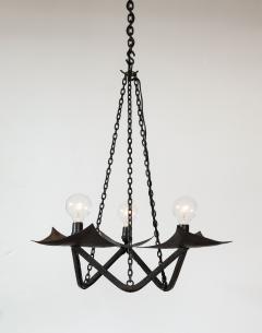 Raymond Subes Black Wrought Iron Chandelier in the Manner of Raymond Subes France 20th C  - 3119163