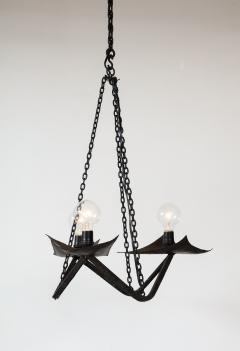 Raymond Subes Black Wrought Iron Chandelier in the Manner of Raymond Subes France 20th C  - 3119164
