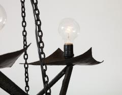 Raymond Subes Black Wrought Iron Chandelier in the Manner of Raymond Subes France 20th C  - 3119165
