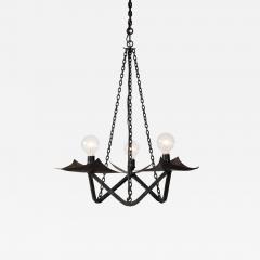 Raymond Subes Black Wrought Iron Chandelier in the Manner of Raymond Subes France 20th C  - 3123985