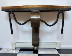 Raymond Subes Fabulous Art Deco Raymond Subes Forged Iron Goatskin Console Table - 4637460