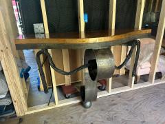 Raymond Subes Fabulous Art Deco Raymond Subes Forged Iron Goatskin Console Table - 4637492