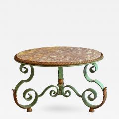 Raymond Subes Fine French Art Deco Wrought Iron and Marble Top Coffee Table by Raymond Subes - 422371