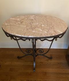 Raymond Subes French Art Deco Raymond Subes Style Wrought Iron and Marble Table - 4414475