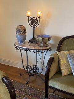 Raymond Subes French Art Deco Raymond Subes Style Wrought Iron and Marble Table - 4414488