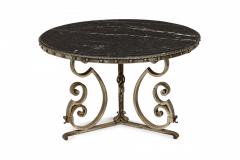 Raymond Subes Iron and Black Marble Circular Scoll Form Center Table manner of Raymond Subes  - 2787185