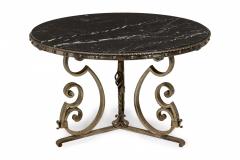 Raymond Subes Iron and Black Marble Circular Scoll Form Center Table manner of Raymond Subes  - 2787188