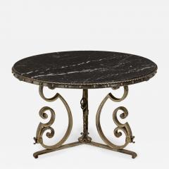 Raymond Subes Iron and Black Marble Circular Scoll Form Center Table manner of Raymond Subes  - 2789557