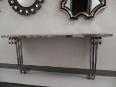 Raymond Subes Large French Mid Century Modern Silvered Iron Console Attr Raymond Subes 1930 - 1799879
