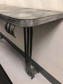 Raymond Subes Large French Mid Century Modern Silvered Iron Console Attr Raymond Subes 1930 - 1799881
