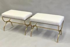 Raymond Subes Pair of French Modern Neoclassical Gilt Iron Benches in Style of Raymond Subes - 4096624