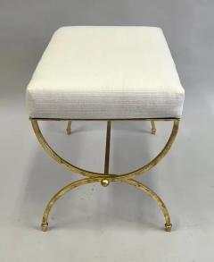Raymond Subes Pair of French Modern Neoclassical Gilt Iron Benches in Style of Raymond Subes - 4096625
