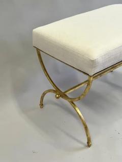 Raymond Subes Pair of French Modern Neoclassical Gilt Iron Benches in Style of Raymond Subes - 4096628