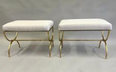 Raymond Subes Pair of French Modern Neoclassical Gilt Iron Benches in Style of Raymond Subes - 4096639