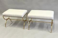 Raymond Subes Pair of French Modern Neoclassical Gilt Iron Benches in Style of Raymond Subes - 4096641