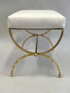 Raymond Subes Pair of French Modern Neoclassical Gilt Iron Benches in Style of Raymond Subes - 4096651