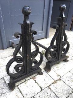 Raymond Subes Raymond Subes Pair of Sturdy Wrought Iron Andiron - 414515