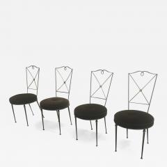 Raymond Subes Raymond Subes Set of 4 Refined 40s Wrought Iron Chairs Newly Covered in Mohair - 450408