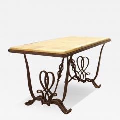 Raymond Subes Raymond Subes forged iron coffee table with onyx top - 3132442