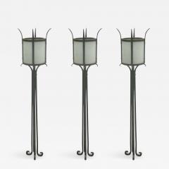 Raymond Subes Three French Mid Century Wrought Iron Floor Lamps Attributed to Raymond Subes - 1803022