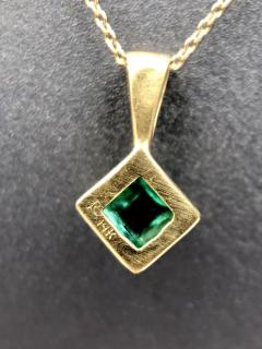 Rebecca Overmann No Heat Natural Sugarloaf Emerald White Diamond Gold Necklace Rebecca Overmann - 4701262